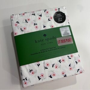 Kate Spade Floral Sheet Set Full Double Two place Pink Dainty Flowers NWT